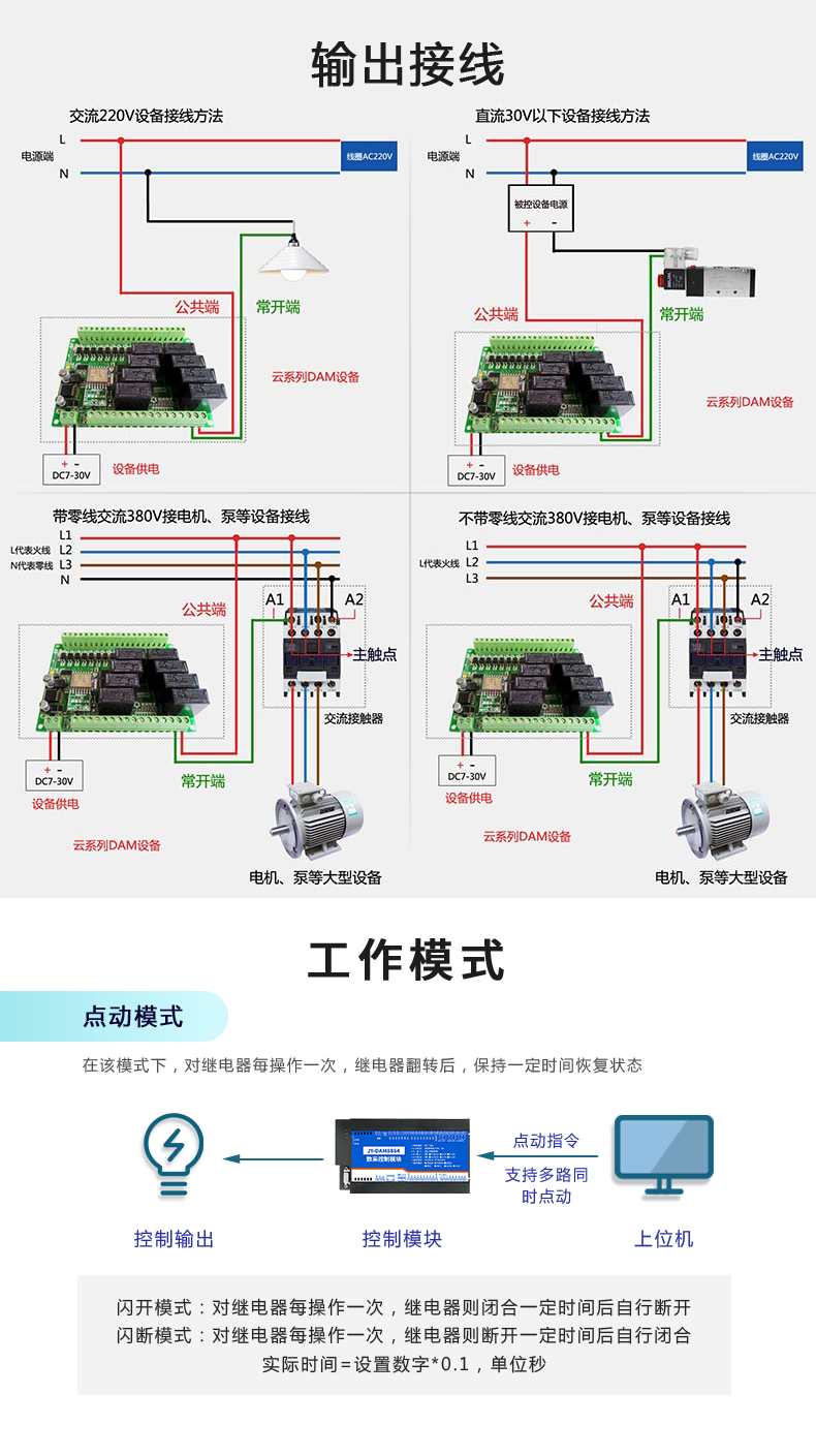 云平臺 DAM-8884 遠程數(shù)采控制器輸出接線