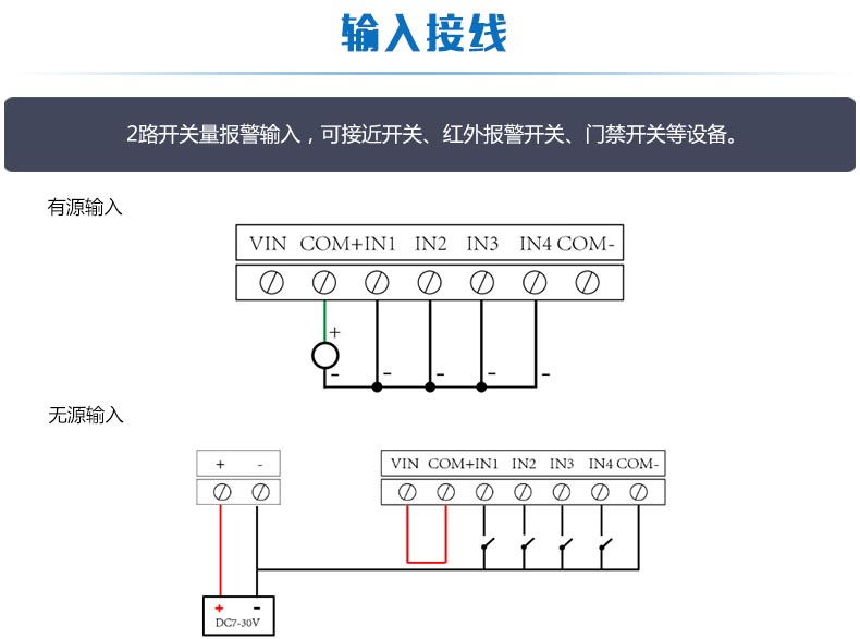 云平臺(tái) GPRS-2204-WS 遠(yuǎn)程控制開關(guān)輸入接線