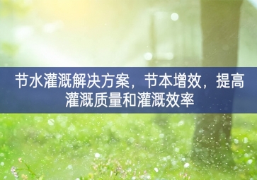 「智慧環(huán)?！构?jié)水灌溉解決方案，節(jié)本增效，提高灌溉質(zhì)量和灌溉效率